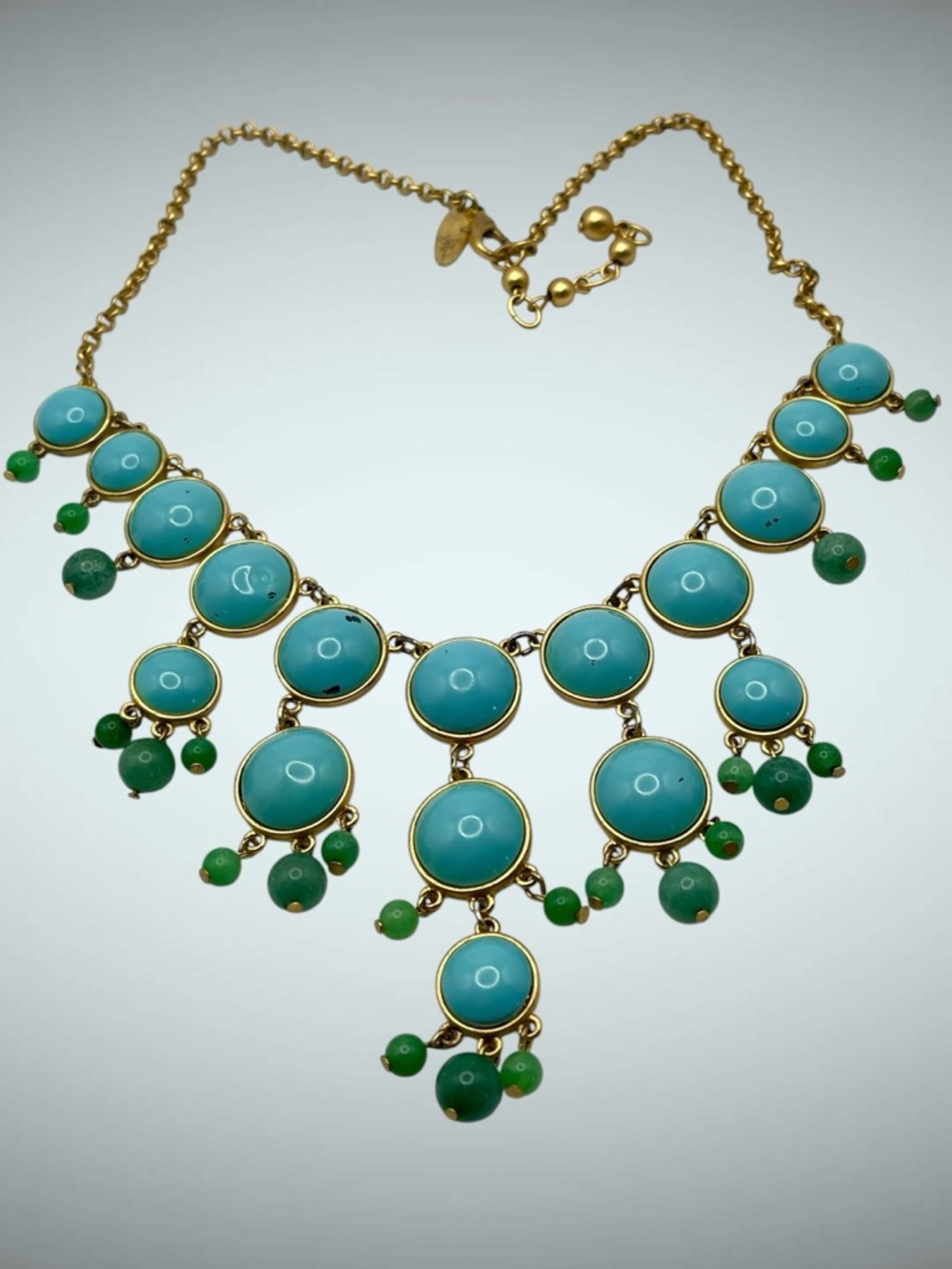 Stylish Talbots Faux Turquoise Bib Drop Statement Necklace Coastal Vibe - Picture 6 of 16